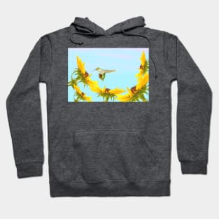 Ruby Throated Hummingbird and Sunflowers Hoodie